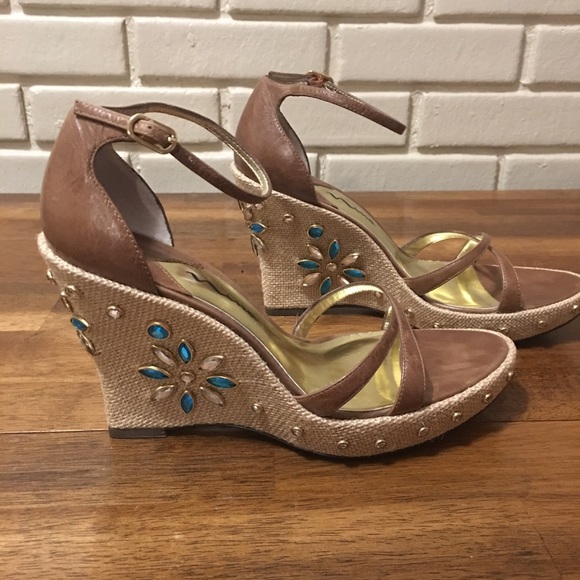 Nina Jeweled Platform Wedge Sandals NWOT Size 6.5 - Picture 3 of 6